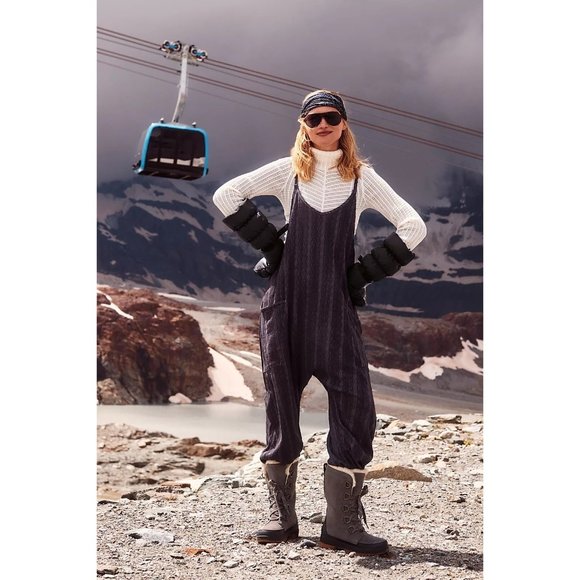 Free People Pants - Free People Movement Black Hot Shot Cable Onesie